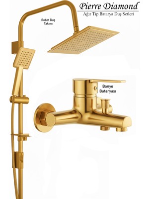 Tesitay Lüks Banyo Bataryası ve Robot Duş Seti Gold Renk