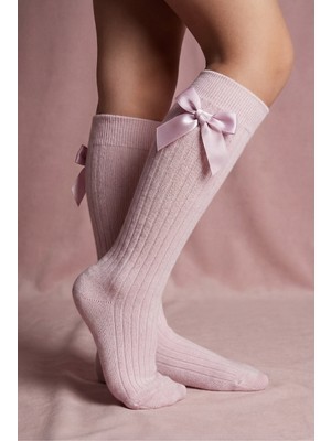 Katia & Bony Kız Çocuk Kurdele Fiyonklu Fitilli Dizaltı Çorap Lila