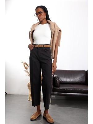 5in1Canpolat Acı Kahve Yüksek Bel Baggy Jean 3004