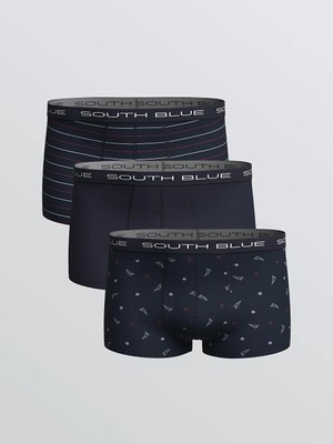 LC Waikiki Lacivert Baskılı Standart Kalıp Erkek Boxer 3'lü Paket Yüksek Pamuk İçerir