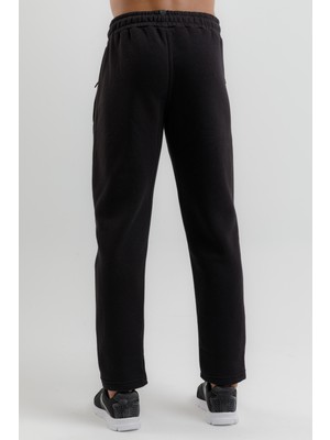 Airlife Fleece Erkek Içi Yünlü ve Düz Paçalı Eşofman Altı Siyah