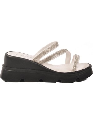 Pierre Cardin Beyaz Kadın Taşlı Topuklu Terlik PC-7530 Z