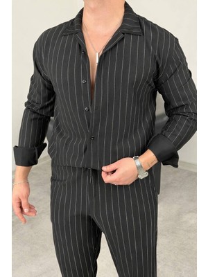 Kastrioti Old Money Çizgi Desenli Krep Kumaştan Gömlek