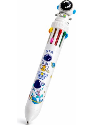 Astronot 10 Renk Tükenmez Kalem - Beyaz
