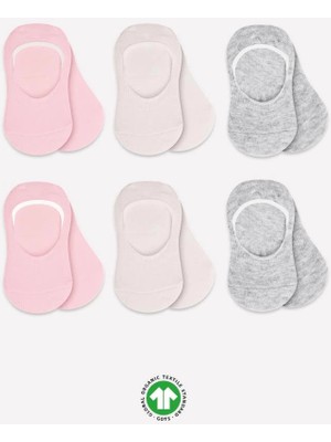 Belle Fusion Mey Ithalat®   6'lı Silikonlu Babet Penye Çorap 30101 Pembe Ekru Gri