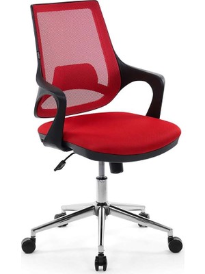 Seduna Skagen Kırmızı Ofis Çalışma Koltuğu Metal Ayaklı Bilgisayar Koltuğu