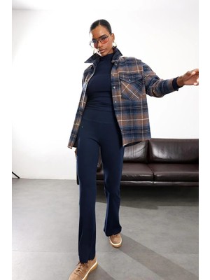 5in1Canpolat Lacivert Ispanyol Paça Tayt Pantolon 24135