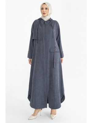 Kadeem Giyim Sahra Cupra Kemer Detaylı Ferace Füme - 422637