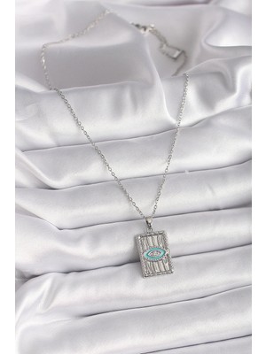 Belle Fusion Mey Ithalat® 316L Çelik Gümüş Renk Zincir Göz Işlemeli Madalyon Model Kadın Kolye