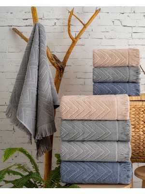 Hazangülü Collection Buldan Üretimi Çeyizlik Deluxe Jakarlı Oslo 4'lü El/yüz Havlusu I 50X90