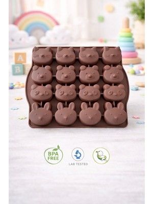 CKM Silikon Hayvan Figürlü 12 Bölmeli Silikon Kalıp – Çikolata, Şekerleme, Buz, Mini Kek Için – Bpa Içermez