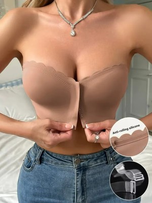 Ece's Design Açık Askısız Straplez Kırpılmış Seamless Dikişsiz Sütyen W1034