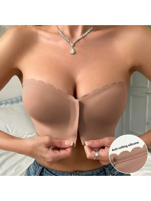 Ece's Design Açık Askısız Straplez Kırpılmış Seamless Dikişsiz Sütyen W1034