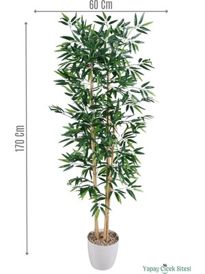 Yapay Çiçek Sitesi Yapay Bambu Ağacı 170 cm (Beyaz Saksılı)