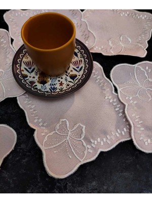 Çt Çeyizci Tekstil Sunumluk Peçete, Kokteyl Peçetesi, Kahve Yanı Sunumluk, Bardak Altlığı 6 Adet Sunum Peçetesi
