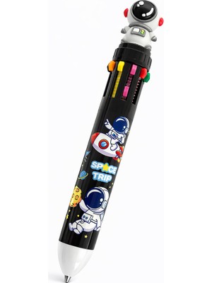 Astronot 10 Renk Tükenmez Kalem - Siyah