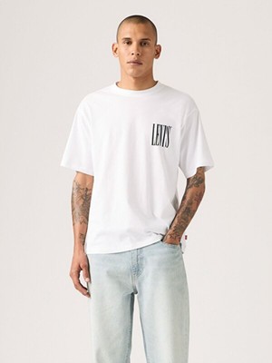 Levi's Erkek Bisiklet Yaka Sırt Baskılı Beyaz T-Shirt - A9440-0017