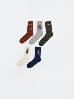 LC Waikiki Karışık Ayı Teddy Baskılı Erkek Soket Çorap 5'li