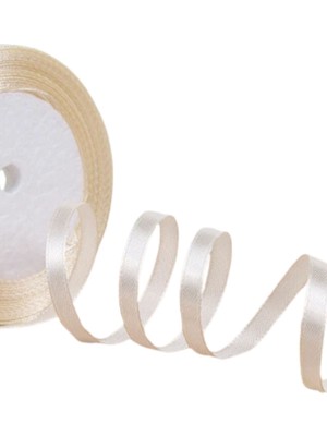 Akıllı Durak Saten Kurdele 1 cm 10 Metre Bej