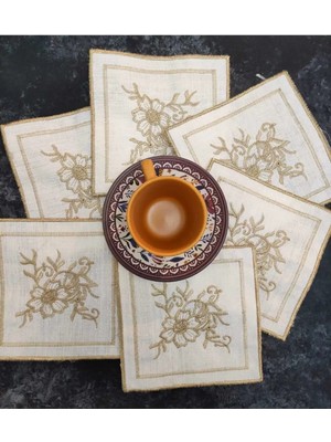 Çt Çeyizci Tekstil Sunumluk Peçete, Kokteyl Peçetesi, Kahve Yanı Sunumluk, Bardak Altlığı 6 Adet Sunum Peçetesi