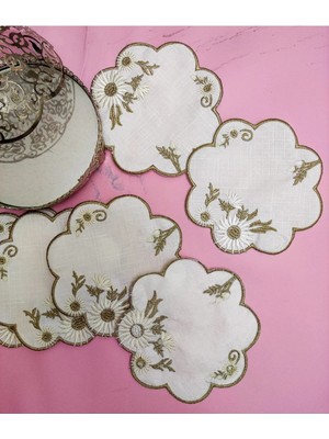 Çt Çeyizci Tekstil Sunumluk Peçete, Kokteyl Peçetesi, Kahve Yanı Sunumluk, Bardak Altlığı 6 Adet Sunum Peçetesi