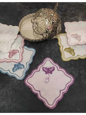 Çt Çeyizci Tekstil Sunumluk Peçete, Kokteyl Peçetesi, Kahve Yanı Sunumluk, Bardak Altlığı 6 Adet Sunum Peçetesi