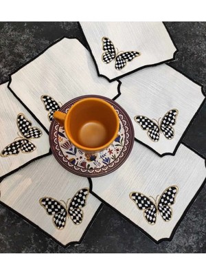 Çt Çeyizci Tekstil Sunumluk Peçete, Kokteyl Peçetesi, Kahve Yanı Sunumluk, Bardak Altlığı 6 Adet Sunum Peçetesi