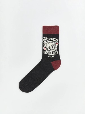 LC Waikiki Antrasit Baskılı Erkek Soket Çorap