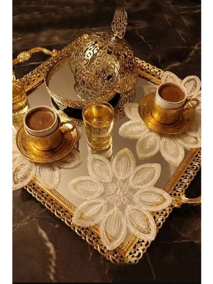 Çt Çeyizci Tekstil Sunumluk Peçete, Kokteyl Peçetesi, Kahve Yanı Sunumluk, Bardak Altlığı 6 Adet Sunum Peçetesi