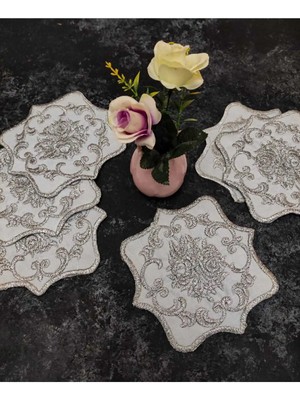 Çt Çeyizci Tekstil Sunumluk Peçete, Kokteyl Peçetesi, Kahve Yanı Sunumluk, Bardak Altlığı 6 Adet Sunum Peçetesi