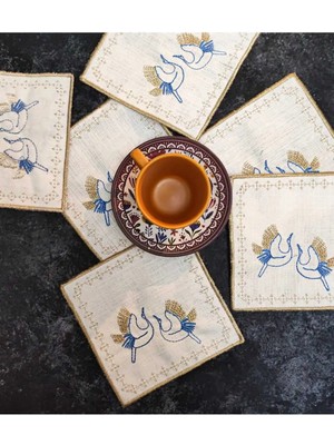Çt Çeyizci Tekstil Sunumluk Peçete, Kokteyl Peçetesi, Kahve Yanı Sunumluk, Bardak Altlığı 6 Adet Sunum Peçetesi