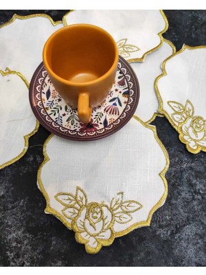 Çt Çeyizci Tekstil Sunumluk Peçete, Kokteyl Peçetesi, Kahve Yanı Sunumluk, Bardak Altlığı 6 Adet Sunum Peçetesi