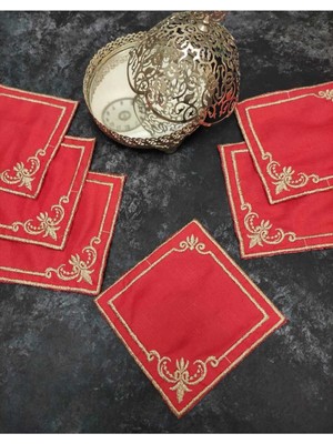 Çt Çeyizci Tekstil Sunumluk Peçete, Kokteyl Peçetesi, Kahve Yanı Sunumluk, Bardak Altlığı 6 Adet Sunum Peçetesi