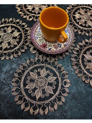 Çt Çeyizci Tekstil Sunumluk Peçete, Kokteyl Peçetesi, Kahve Yanı Sunumluk, Bardak Altlığı 6 Adet Sunum Peçetesi