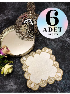 Çt Çeyizci Tekstil Sunumluk Peçete, Kokteyl Peçetesi, Kahve Yanı Sunumluk, Bardak Altlığı 6 Adet Sunum Peçetesi