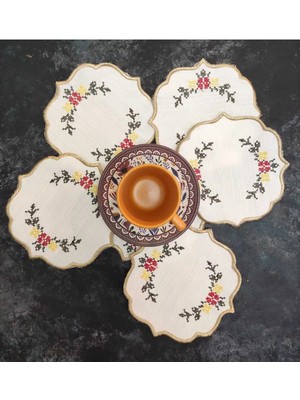 Çt Çeyizci Tekstil Sunumluk Peçete, Kokteyl Peçetesi, Kahve Yanı Sunumluk, Bardak Altlığı 6 Adet Sunum Peçetesi