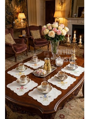 Çt Çeyizci Tekstil Sunumluk Peçete, Kokteyl Peçetesi, Kahve Yanı Sunumluk, Bardak Altlığı 6 Adet Sunum Peçetesi