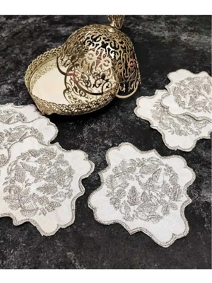 Çt Çeyizci Tekstil Sunumluk Peçete, Kokteyl Peçetesi, Kahve Yanı Sunumluk, Bardak Altlığı 6 Adet Sunum Peçetesi