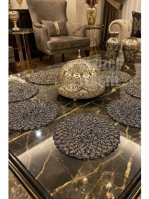 Çt Çeyizci Tekstil Sunumluk Peçete, Siyah Kokteyl Peçetesi, Kahve Yanı Sunumluk, Bardak Altlığı 6 Adet Sunum Peçetesi