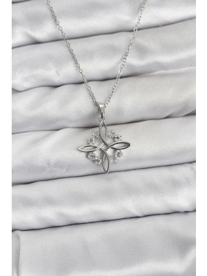 Belle Fusion Mey Ithalat® 316L Çelik Zincir Gümüş Renk Sonsuzluk Model Zirkon Taşlı Kadın Kolye