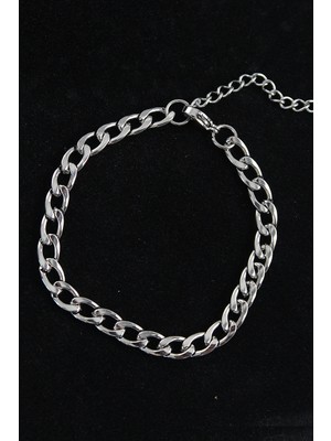 Belle Fusion Mey Ithalat® 316L Çelik Kalın Klasik Model Gümüş Renk Erkek Bileklik