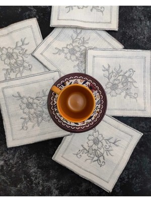 Çt Çeyizci Tekstil Sunumluk Peçete, Kokteyl Peçetesi, Kahve Yanı Sunumluk, Bardak Altlığı 6 Adet Sunum Peçetesi