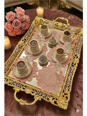 Çt Çeyizci Tekstil Sunumluk Peçete, Kokteyl Peçetesi, Kahve Yanı Sunumluk, Bardak Altlığı 6 Adet Sunum Peçetesi