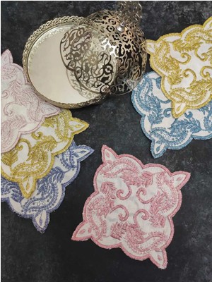 Çt Çeyizci Tekstil Sunumluk Peçete, Kokteyl Peçetesi, Kahve Yanı Sunumluk, Bardak Altlığı 6 Adet Sunum Peçetesi