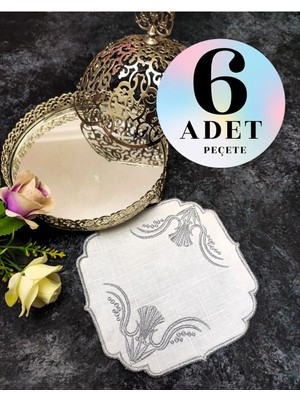 Çt Çeyizci Tekstil Sunumluk Peçete, Kokteyl Peçetesi, Kahve Yanı Sunumluk, Bardak Altlığı 6 Adet Sunum Peçetesi