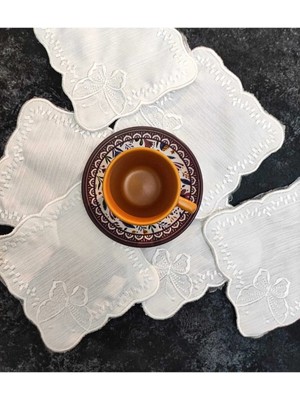 Çt Çeyizci Tekstil Sunumluk Peçete, Kokteyl Peçetesi, Kahve Yanı Sunumluk, Bardak Altlığı 6 Adet Sunum Peçetesi