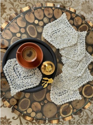 Çt Çeyizci Tekstil Sunumluk Peçete, Kokteyl Peçetesi, Kahve Yanı Sunumluk, Bardak Altlığı 6 Adet Sunum Peçetesi