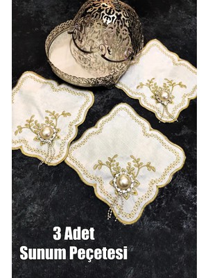 Çt Çeyizci Tekstil Sunumluk Peçete, Kokteyl Peçetesi, Kahve Yanı Sunumluk, Bardak Altlığı 6 Adet Sunum Peçetesi