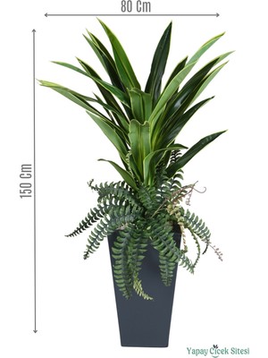 Yapay Çiçek Sitesi Ahşap Saksıda Yapay Dracaena Ağacı 150 cm