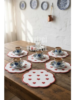 Çt Çeyizci Tekstil Sunumluk Peçete, Kokteyl Peçetesi, Kahve Yanı Sunumluk, Bardak Altlığı 6 Adet Sunum Peçetesi